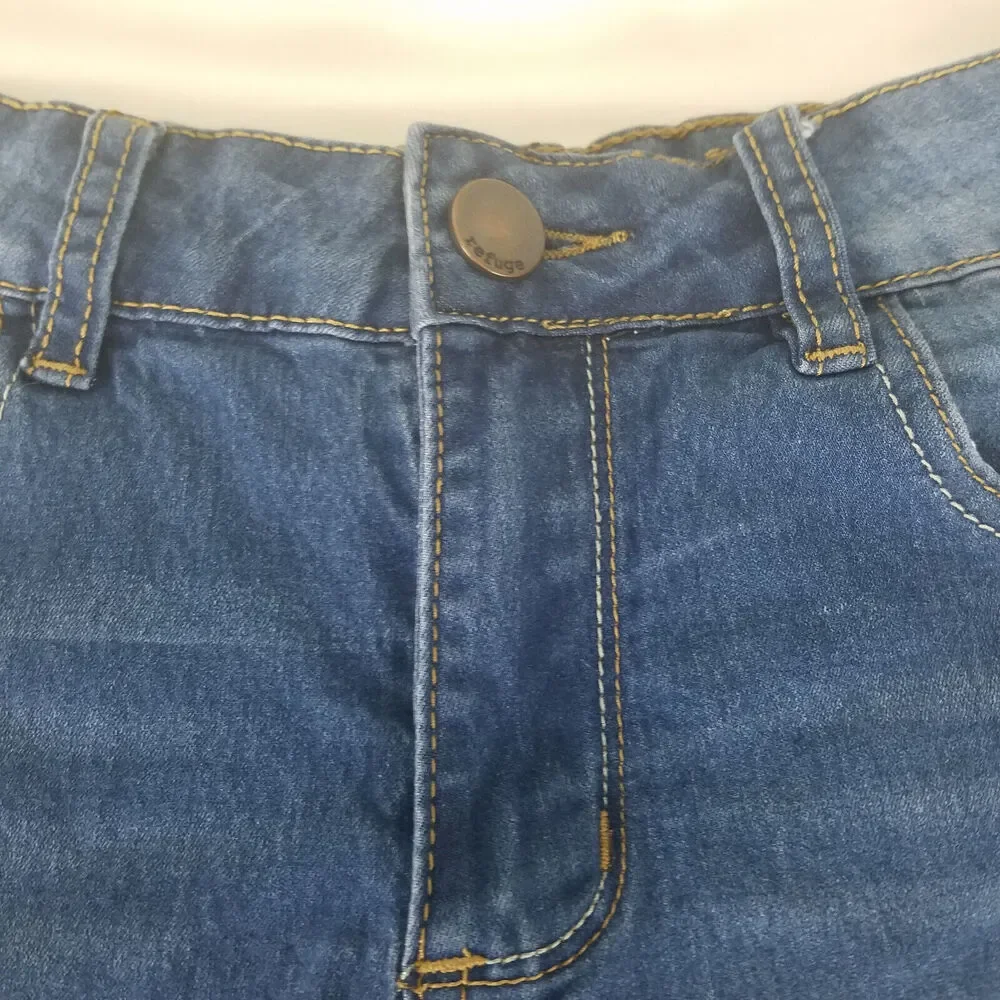 Refuge Denim Shorts Womens 0 Blue Jean Mid Rise‎ Mom Cuffed Hem Dark Wash - Picture 8 of 12